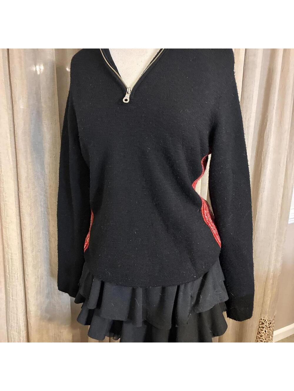 black and red wool quarter-zip sweater size large womens